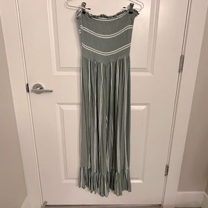 strapless green jumpsuit